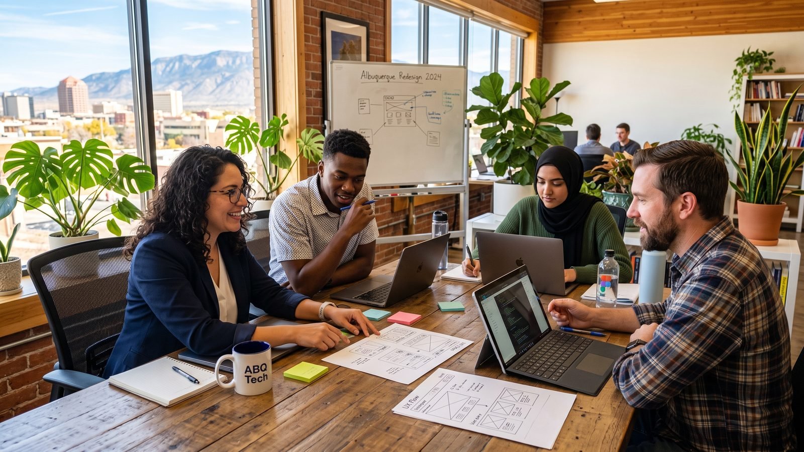 Qamar Digital Ventures team planning a website redesign in Albuquerque